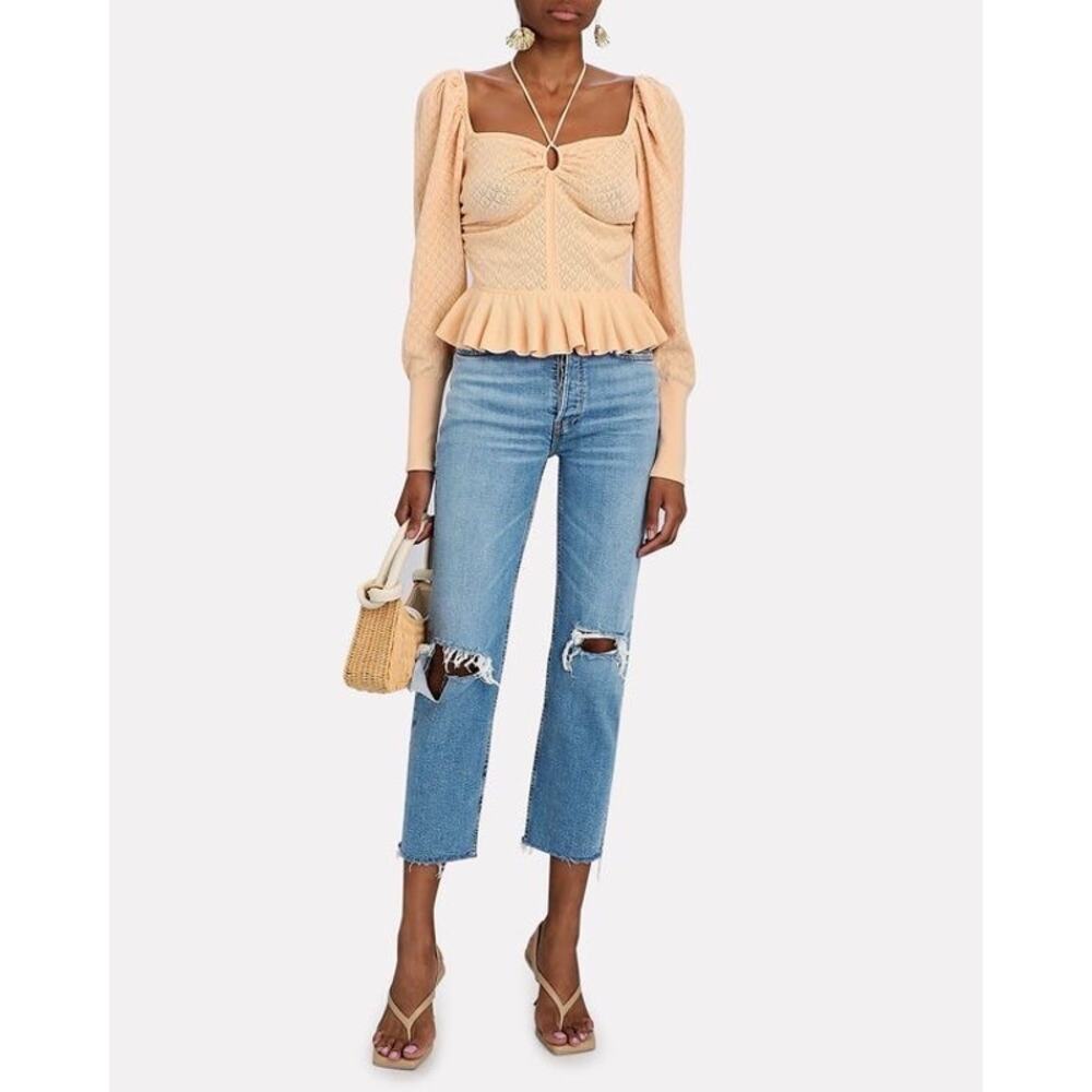 RE/DONE 70s Stove Pipe High-Rise Distressed‎ Crop Jeans Size 25
